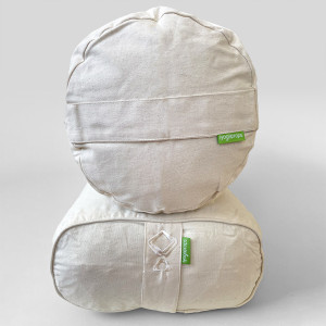 oval yoga bolster is wider than the round, the round bolster is higher