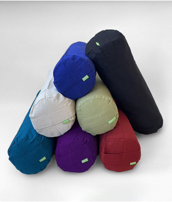 Small Yoga Bolster with removable Organic Cotton Cover- Cotton fill